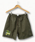 Men's Olive Green Patchwork Shorts