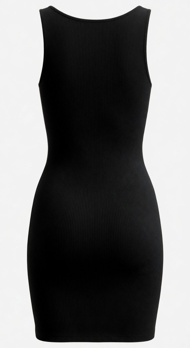 Basenji Black Ribbed Mini Dress