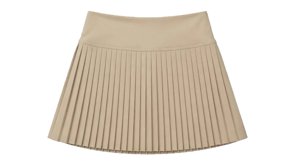 Tan Pleated Mini Skirt