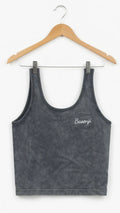 Basenji Charcoal Acid-Wash Crop Tank Top