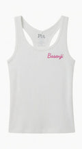 Soft Ribbed White Tank Top – Basenji Edition