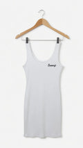 Basenji White Ribbed Mini Dress