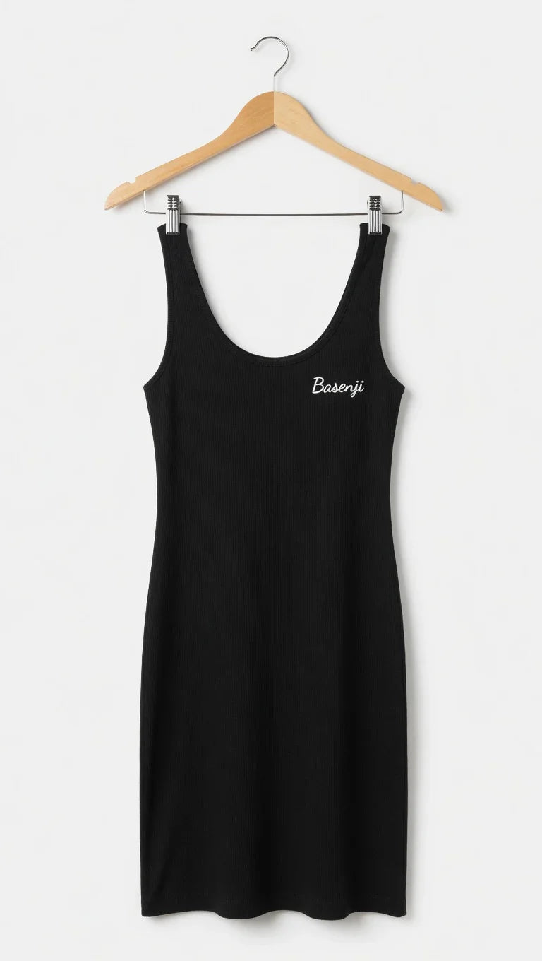 Basenji Black Ribbed Mini Dress