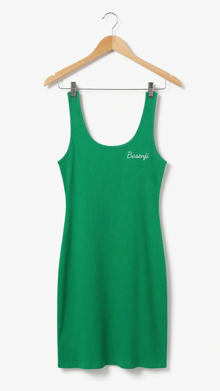 Green Ribbed Tank Mini Dress