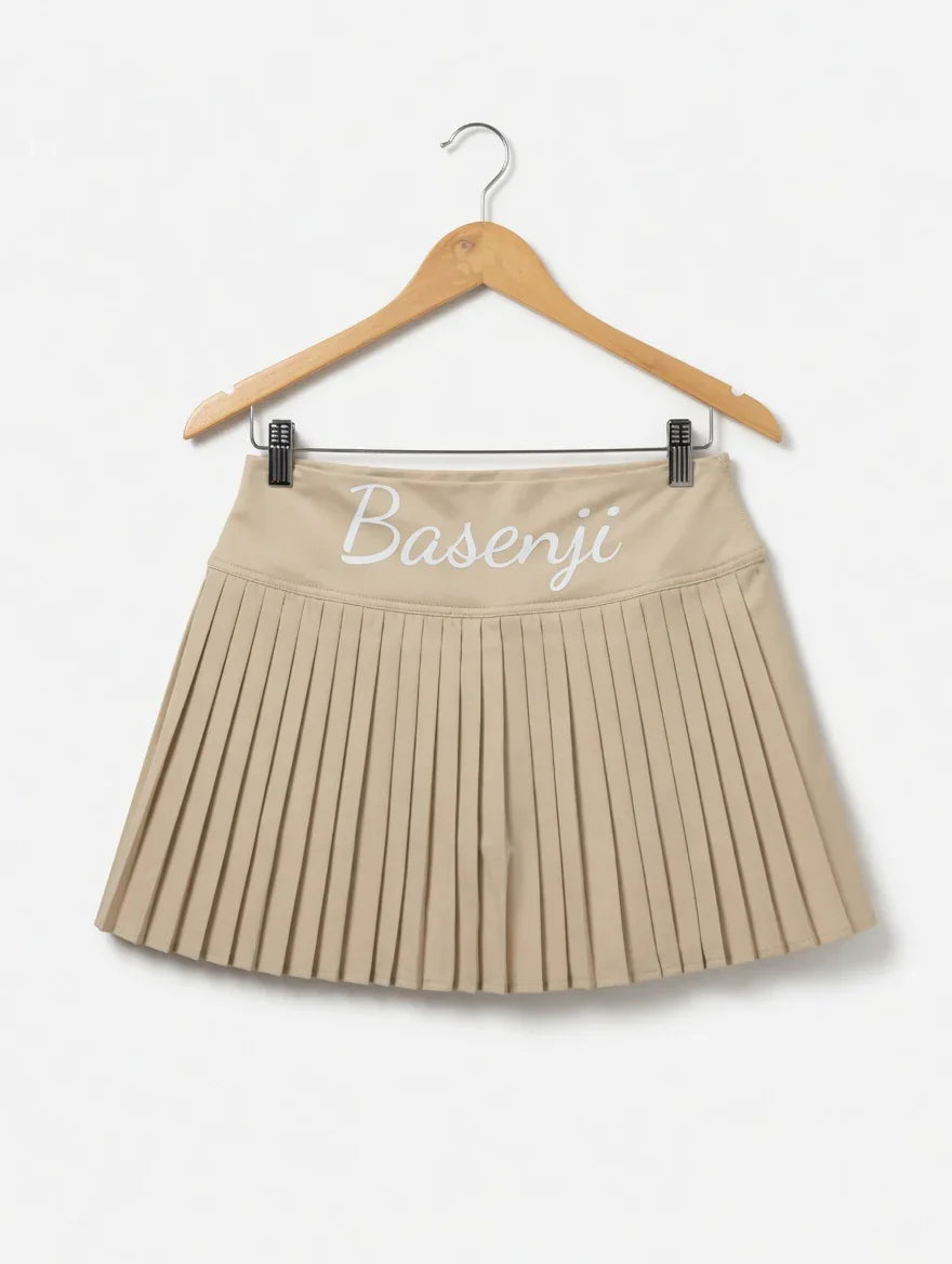 Tan Pleated Mini Skirt