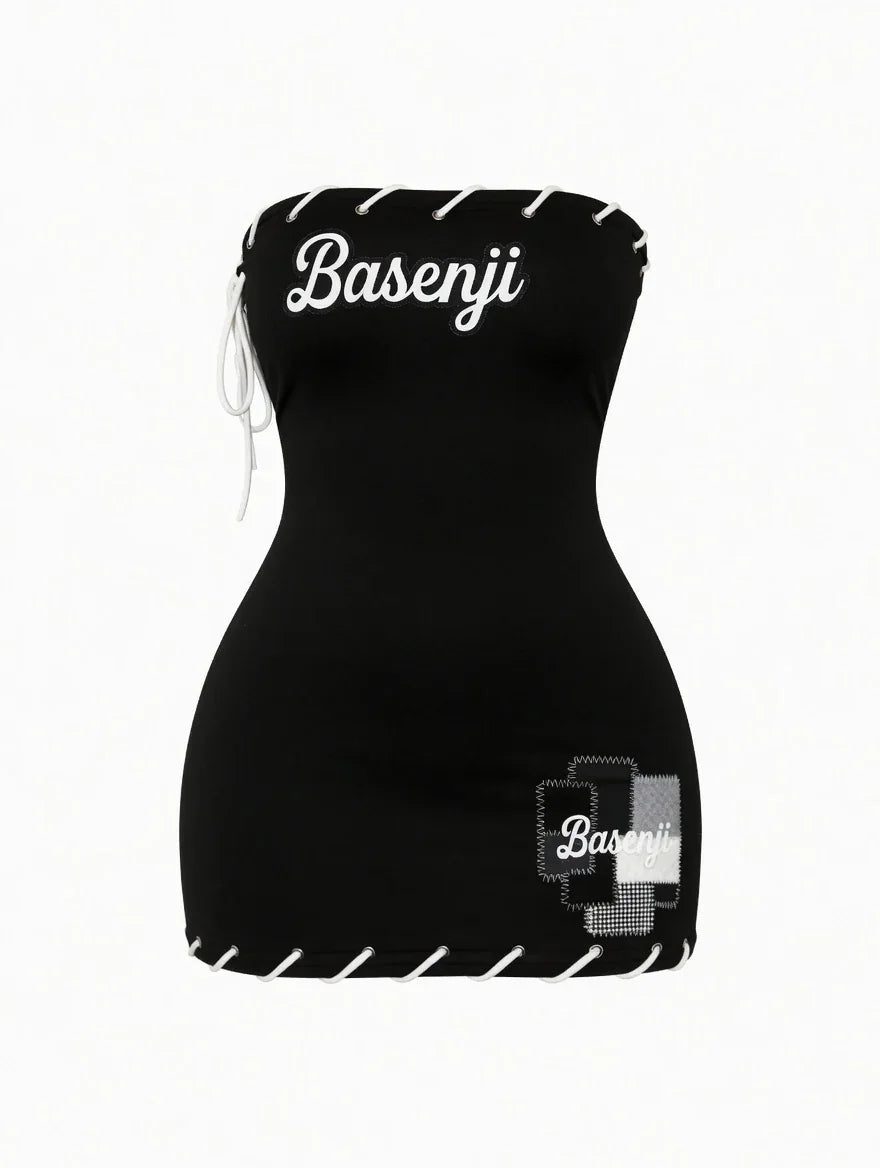 Black Lace-Up Mini Dress