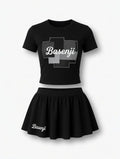 Black Crop Top + Mini Skirt Set