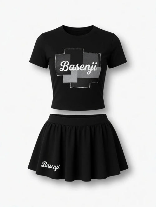 Black Crop Top + Mini Skirt Set